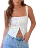 Damestanktops, sexy rugloze spaghettibandjes, cami-top voor dames - mouwloos laag uitgesneden vest Perfecte zomerfeesten, clubbezoek en e-girl