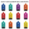 Entrepôt allemand Zooy Vape Rainbow Box Puff 15000 Puff Tornado Vape Vape Puff 16000 Tornado 9k Puffs Bar Kit de stylo de vape de batterie rechargeable Préfacée