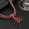 Correntes homens mulheres 12mm hiphop quadrado vermelho cristal tênis corrente gelado moda cor prata aranha pingente gargantilha colar jóias presentes