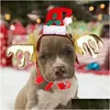 Dog Apparel Christmas Cute Cat Headband Felt Cloth Hat Deer Antler Crown Santa Claus Costume Cosplay Headdress Pet Accessories Drop Dhqvr