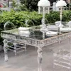 Wholesale luxury banquet dining table white top MDF wedding tables for sale Acrylic glass desktop wedding hotel on the desktop 028