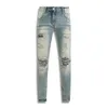 Nouveaux hommes Jean trou bleu clair gris foncé italie marque homme pantalons longs pantalon Streetwear Denim Slim droit Biker Jean