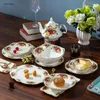 Borden Europese Rose Bone China Diner En Schotel Thuis Hart Plaat Slakom Keramische Spaghetti Retro Keuken Servies Cadeau