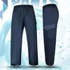 Men's Pants Double Layer Waterproof Ankle-banded Elastic Waist Unisex Camping Trousers Flap Pockets Trekking Climbing Rain Pant