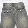 Мужские брюки YIHANKE Новые мужские уличные джинсы с застежками-молниями и пуговицами, модные повседневные прямые винтажные изношенные джинсовые брюки Q231201