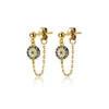 Stud Lucky Blue Zirkon Ohrringe für Frauen Rose Gold Kette 925 Sterling Silber Ohrring Modeschmuck Geschenk Whole227b