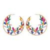 Hoop Earrings 2023 Trend Metal Multicolor Rhinestone Round Birthday Party Creative Jewelry Women's Elegant Accessories Gift