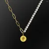 Suçlama KRKC Özel 6mm Dainty Pearl Gold Kaplama Paslanmaz Çelik Kipi Krip Kraliçe Kolye Kolye Charm276t