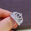 Cluster Ringe Mode Luxus Hohl Kristall Für Frauen Verlobungsring Prinzessin Krone Schmuck Süße Herzförmige Weibliche