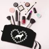 Kosmetiska väskor söta tyska herde hjärtbockar resor toalettartikar för kvinnor valp hund makeup arrangör skönhet lagring dopp kit