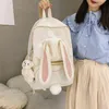 Kawaii lapin sac à dos japonais blanc lycée fille sac d'école 3D lapin queue sac grande capacité étanche femme sac Mochila Y222C