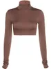 Pulls pour femmes Gaine de base Femmes Solide Turtleneck Tshirt Automne Stretch Casual Undershirt Femme All Match Street Activité Crop Tops 231201
