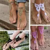 Whole-2015 Yeni 2 Çift Süslü Çıplak Ayak Sandalet Plaj Düğün Düğün Örgü Happing Ayak Zinciri #81096283A