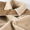 Mensjackor Högkvalitativ vinter plus Velvet Jacket Corduroy Tooling Casual Parka Korean Fashion Solid Color Cotton 231201