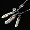 Hängen Solid 925 Sterling Silver Necklace For Men Vintage Charms Takahashi Goros Pendant Eagle Feather Chain Jewelry P1022