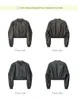 American Fashion Stand Collar Long Sleeve Short Pu Leather Short Jacket Jacket Baseball Jersey Zipper Top Women