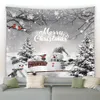 Tapestries Snowman Christmas Tapestry Winter Pine Tree Snowflake Birds Forest Park Landscape Xmas Wall Hanging Home Living Room Decor Mural 231201