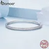 Chain 925 Sterling Silver CZ Bangle Bracelet Plated in Platinum Fine Jewelry Gift for Mom Women Wife Girls BSB130 231201