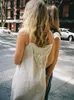 Robes décontractées Mini robe en dentelle à imprimé floral pour femmes douce mignonne col en V sans manches coton doux camis vintage chic bouton vestidos femme