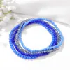 Strand Vintage Blue Crystal Beads Bransoletka 4PCS/Zestaw Boho Natural Stone Base Bracelety dla kobiet mężczyzn Przyjaźń Lucky Gift