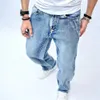 Men s jeans streetwear män stilfull skarvade raka byxor högkvalitativa fasta manliga lösa casual denim byxor 231201