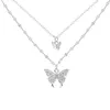 Pendentif Colliers Collier papillon brillant en acier inoxydable pour femmes double couche clavicule chaîne bijoux dames cadeau