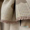 Scarves 2023 Double Side Cashmere Scarf Winter Women's Love Heart Plaid Ladies Long Thickened Warm Knitted Hijab Stole