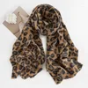 Scarves European And American Street Style Coffee Color Leopard Print Women's Scarf For Warmth Fashionable Temperament Shawl Gift