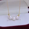 Chains Lefei Fashion Bit Flaw Luxury 8-9mm White Freshwater Round Pearl Smile Necklace Women S925 Silver Party Wedding Elegant Jewelry