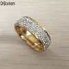フル5列ジルコンダイヤモンドジュエリー全体の金色のステンレス鋼の結婚指輪USAサイズ7 8 9 10 11 12198A