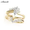 AINUOSHI 925 Sterling Silver Women Wedding Ring Sets Yellow Gold Color 0 8ct Marquise Lover Aniversary Ring anillos de plata Y2001265w