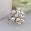 Cluster Rings Engagement Crystal Rhinestone Imitation Pearl White K Plated Snowflake Style For Wedding Christmas Gift