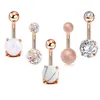 DS82 5st Sexy 316l Surgical Steel Bar Belly Rings Women Crystal Ball Girls Navel Piercing Barbell Earring Stone Body Jewel1596