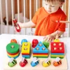 Lernspielzeug Montessori Holz Angelclip Biene 3 in 1 Säulen Früherziehung Hand-Augen-Koordination Farberkennung Interaktiv Baby 231201