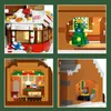 Christmas Toy Supplies 1481PCS Mini LED Light City Christmas Street View Gingerbread House Building Blocks Figures Bricks Toys For Children Gifts 231129