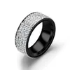 Anéis de casamento BONLAVIE 5 fileiras de explosões Full Diamond Titanium Steel Jewelry Anel masculino Black328L