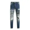 Jeans da uomo nuovi con foro blu chiaro grigio scuro Italia pantaloni lunghi da uomo di marca streetwear denim skinny slim jeans da motociclista dritto