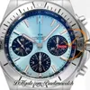 BLS Chronomat B01 ETA A7750 Montre chronographe automatique pour homme 42 cadran bleu glace en acier inoxydable Rouleaux Bracele PB0134101C1S1 Super Edition Reloj Hombre Puretime D4