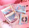 Partihandel Fashion Eyelash Packaging PU Soft Eyelash Bag with Tray Holographic Transparent Jelly Coin Purse dragkedja Bag9017638