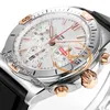 BLS Chronomat B01 ETA A7750 Automatyczne chronograf męskie Watch 42 Dwucie Rose Gold Silver Dial Czarna guma IB0134101G1A1 Super Edition RELOJ HOMBRE Puretime I9