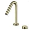 Bathroom Sink Faucets Brushed Gold Water Faucet And Cold Washbasin All Copper Countertop Basin Kitchen