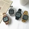 Relógios de pulso relógio digital relógios masculinos negócios impermeável pulseira de aço inoxidável relógio de pulso homens led despertador relogio