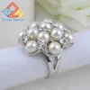 Cluster Rings Engagement Crystal Rhinestone Imitation Pearl White K Plated Snowflake Style For Wedding Christmas Gift