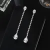 Boucles d'oreilles pendantes BLIJERY mode coréenne Simple tempérament pendant pour les femmes cubique zircone goutte boucle d'oreille bijoux de mariage de mariée