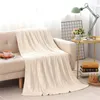 Blankets 150X200cm Nordic Solid Color Cotton Cable Knitted Blanket Winter Thick Thermal Quilt Cover Sofa Throw For