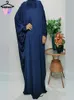 Etnische kleding in Ramadan Dubai Moslim gebed met hijab Damesmode Abaya met capuchon Volledige dekking Lange vleermuismouwen Zoom Gewaadjurk