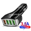 Universal 4 USB Bağlantı Noktaları 5V 2.5A Araç Şarj Cihazı Otomatik Güç Adaptör Araç Şarj Cihazları İPhone 14 15 12 13 Samsung GPS MP3 PC S1