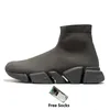 Tasarımcı Speed ​​Geri Dönüşümlü 2.0 Paris Sock Shoes Erkek Kadın Tasarımcı Grafiti Örgü Üçlü siyah Beyaz Kahverengi Bej Glitter Platform Lüks Trainer Sneakers boyutu 36-45
