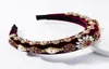 Pałąki węzłowe dla kobiet Knoted Pearl Colorful Rhinestone z klejnotem z koralikami szerokopasmowe opaski na głowę dla dziewczynki bohemian fryzjer2836356