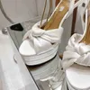 Cupid white satin platform Sandals ankle strap block heel women's luxury designer pumps leather Evening Party wedding shoes factory footwear